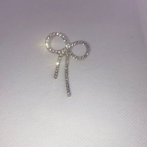 Silver tone BOW EARRING For Top Earlobe PIERCING